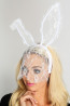 Halloween White Lace Long Bunny Ears Headband Costume