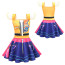 Girls K-Pop Demon Hunters Rumi Costume - Yellow Purple Puffed Sleeves Mini Dress Rumi Cosplay