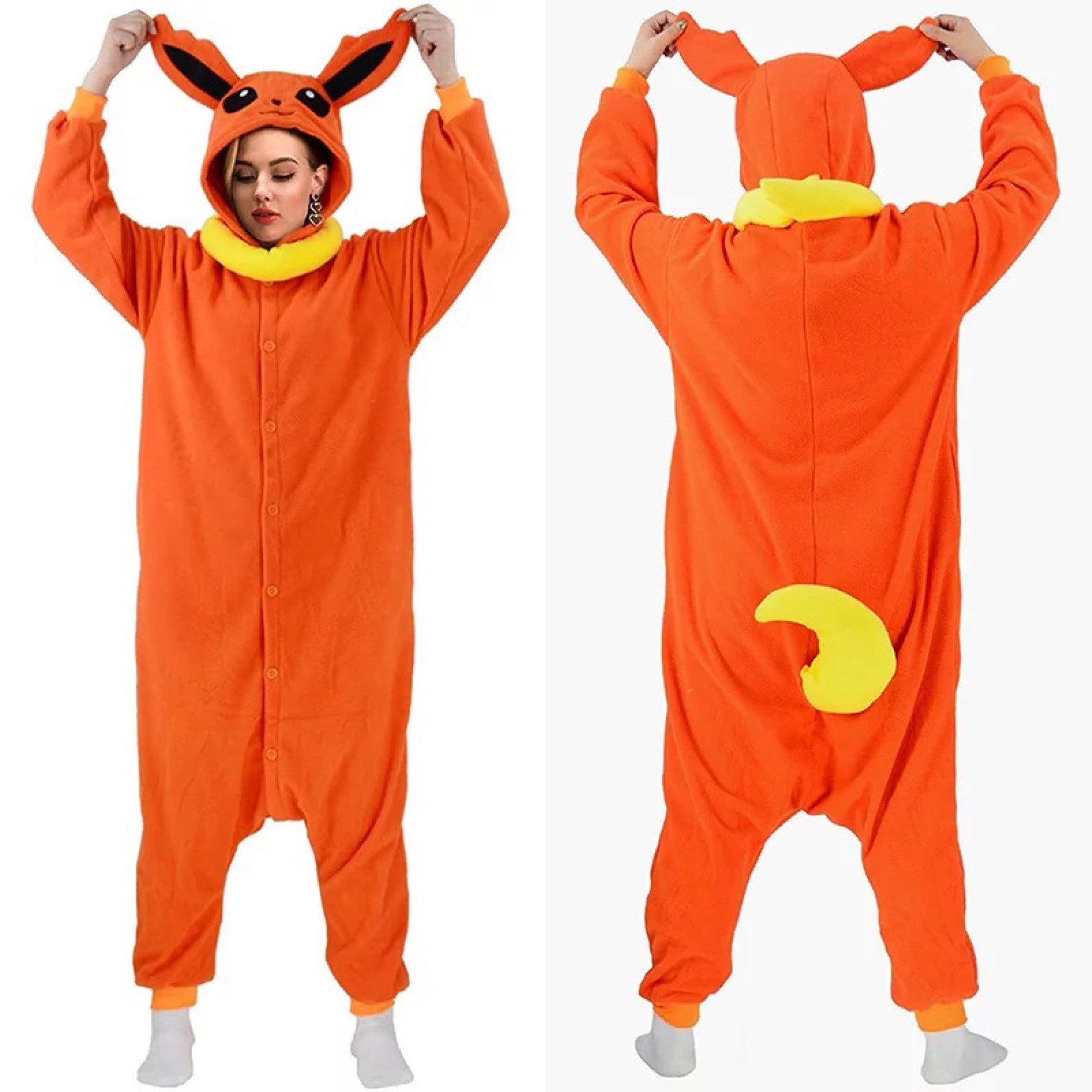 Pokemon Flareon Costume - Onesie Jumpsuit Flareon Cosplay