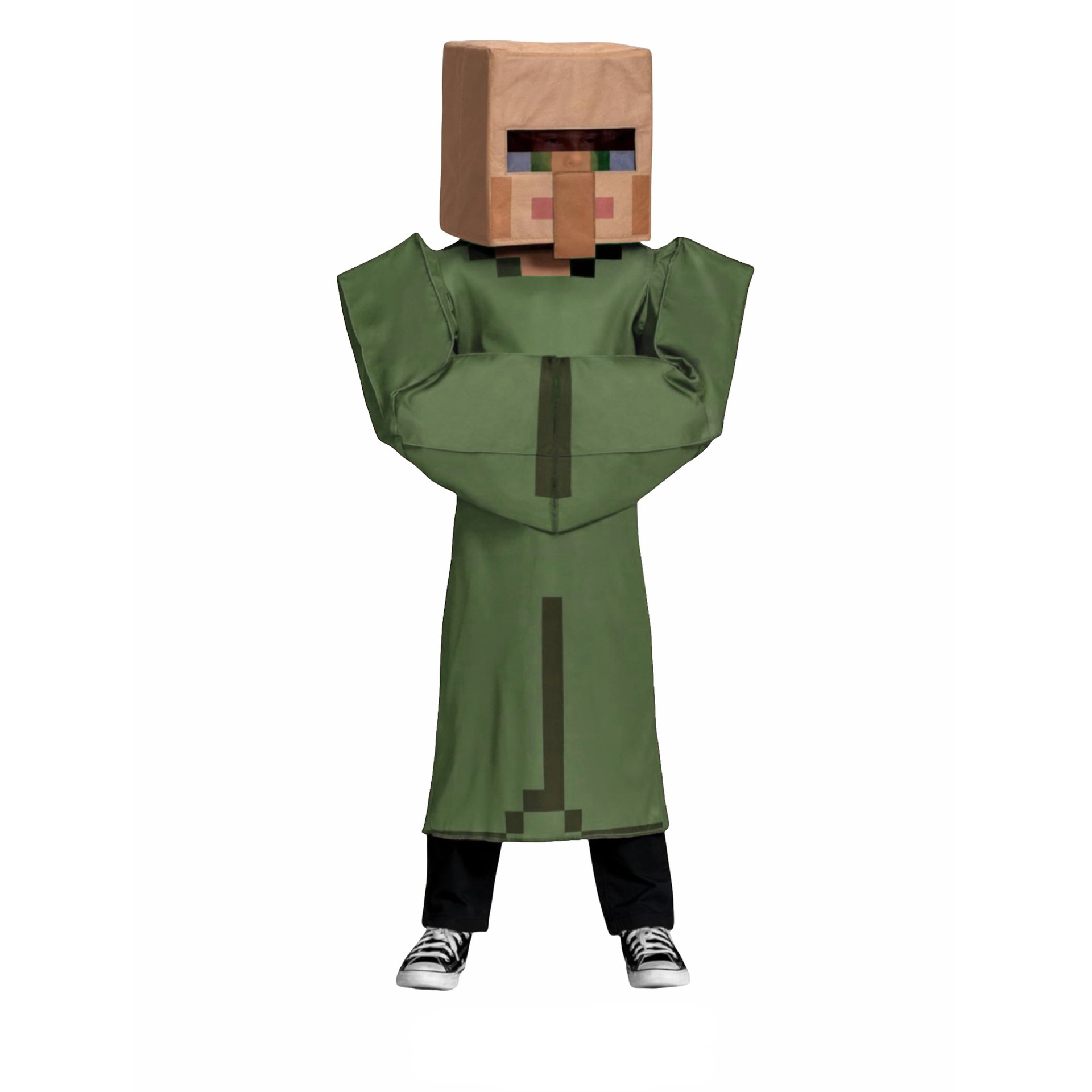 Kids Minecraft Villager Costume - Mask Green Suit Villager Cosplay