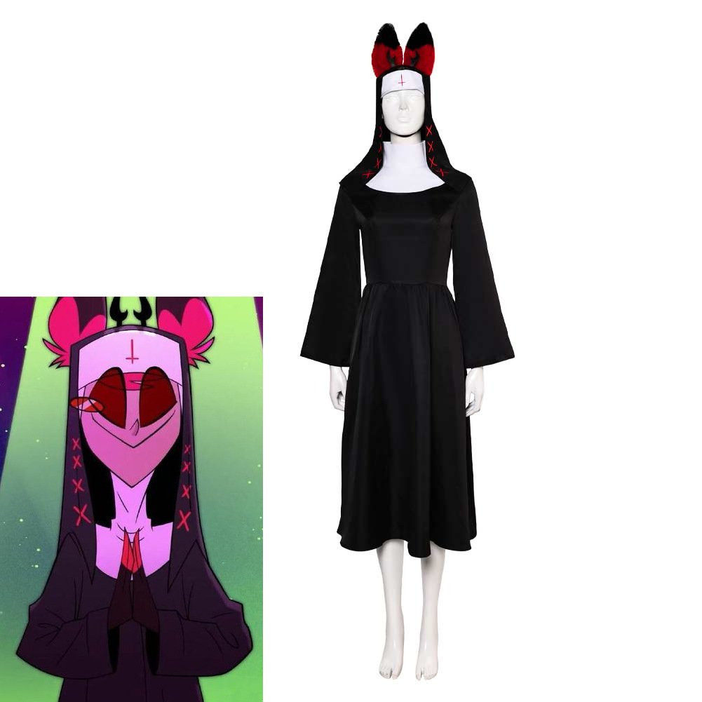 Hazbin Hotel Nun Alastor Costume - Black Dress Set Nun Alastor Cosplay