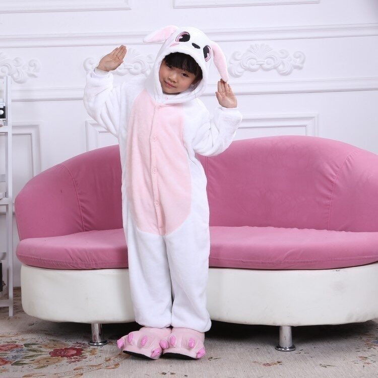 Kids Pink Rabbit Costume - Onesie Jumpsuit Pink Rabbit Cosplay