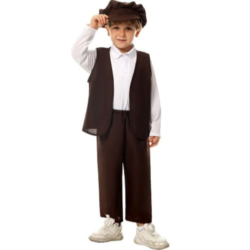 Boys Victorian Costume - Brown Vest Pants Set Victorian Boy Cosplay