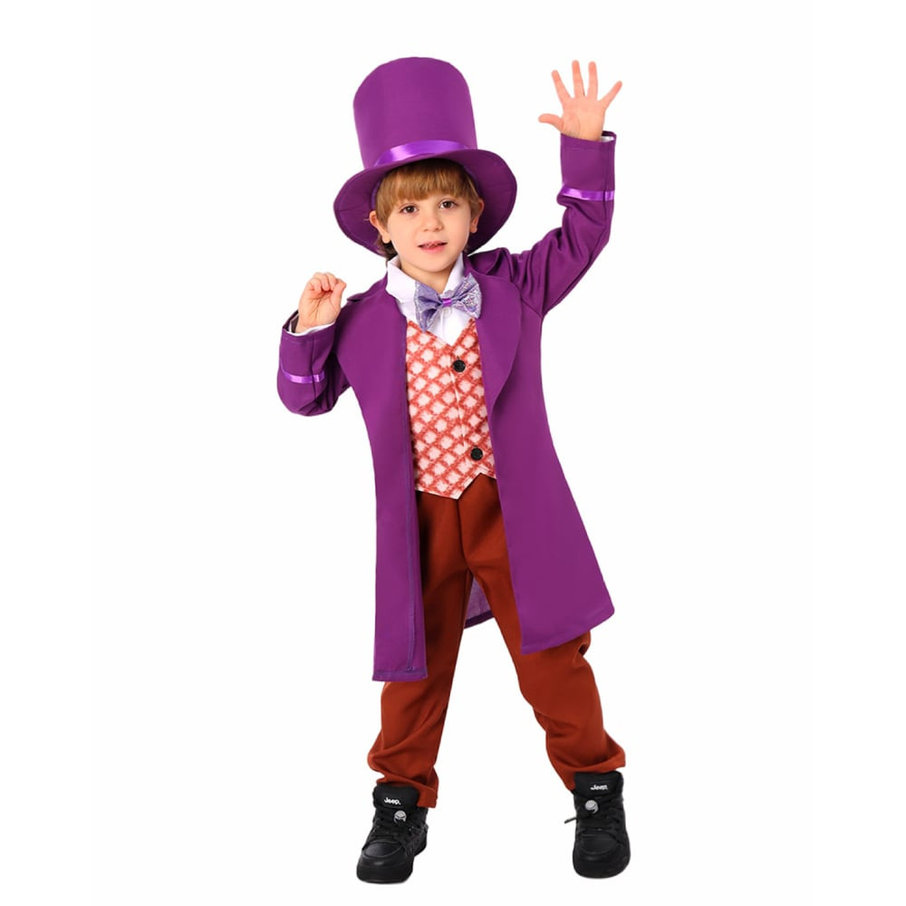 Kids Willy Wonka & the Chocolate Factory 1971 Willy Wonka Costume - Violet Coat Pants Set Willy Wonka Cosplay