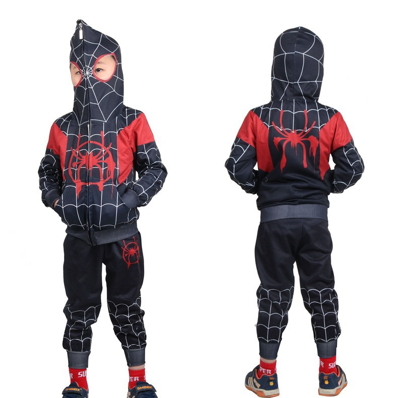 Kids Spider Man Across The Spider Verse Miles Morales Spider Man Costume - Hoodie Pants Set Miles Morales Spider Man Cosplay