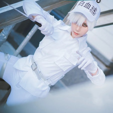 Cells At Work White Blood Cells Costume - Cap Gloves White Blood Cells Cosplay Full Set