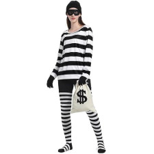 Women's Bank Robber Costume - Full Set Thief Burglar Cosplay