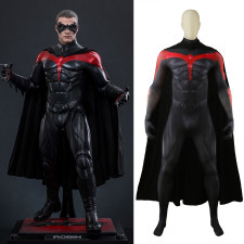 Batman & Robin Movie 1997 Robin Chris o'Donnell Costume - Black Red Bodysuit Cape Robin Cosplay