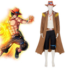 One Piece Portgas D Ace Costume - Brown Coat Shorts Portgas D Ace Cosplay