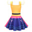 Girls K-Pop Demon Hunters Rumi Costume - Yellow Purple Puffed Sleeves Mini Dress Rumi Cosplay