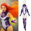 Teen Titans Blackfire Prime Earth Costume - Purple White Bodysuit Blackfire Cosplay