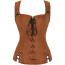 Medieval Renaissance Pirate Costume - Light Brown Lace Up Corset Sueded Dress Pirate Cosplay