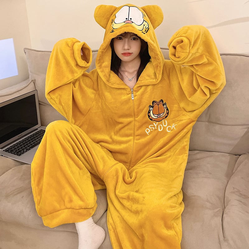 Garfield Costume - Psyduck Onesie Jumpsuit Garfield Cosplay
