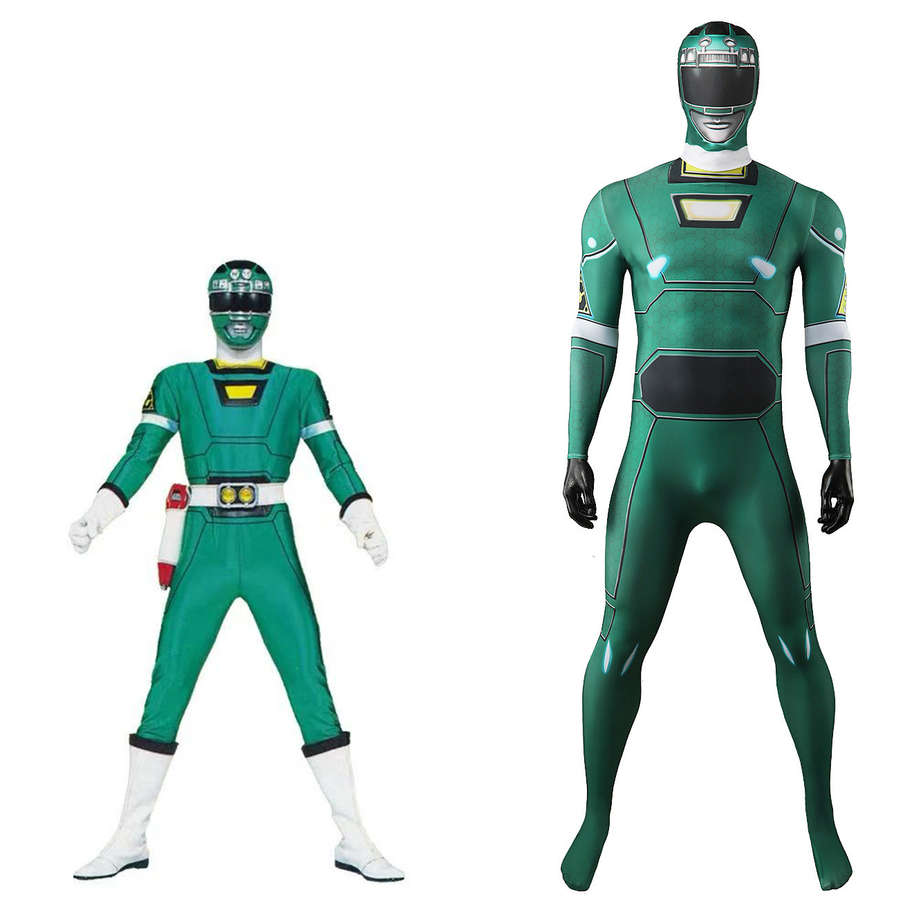 Power Rangers Green Ranger Costume - Bodysuit Mask Green Power Ranger Cosplay