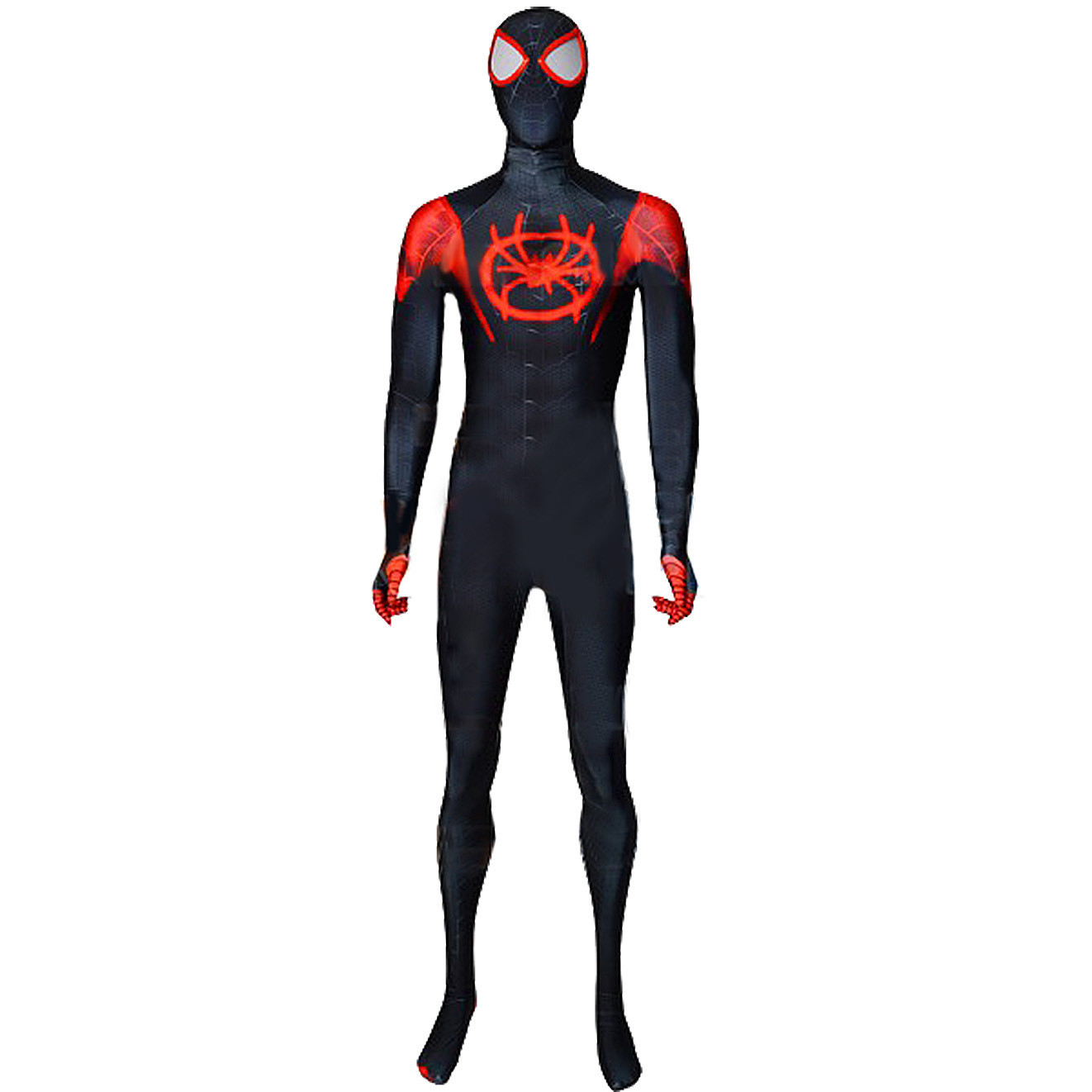 Spider-Man Into the Spider-Verse Miles Morales Battle Damage Suit Costume - Bodysuit Mask Spider Man Cosplay