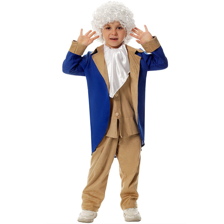 Kids George Washington Costume - Brown Suit Wig Set George Washington Cosplay