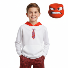 Kids Inside Out Anger Costume - White Red Hoodie Pants Mask Set Anger Cosplay