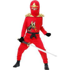 Kids Red Ninja Costume - Shirt Pants Mask Set Ninja Cosplay