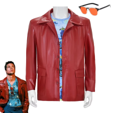Fight Club Tyler Durden Costume - Red Jacket Shirt Glasses Set Tyler Durden Cosplay