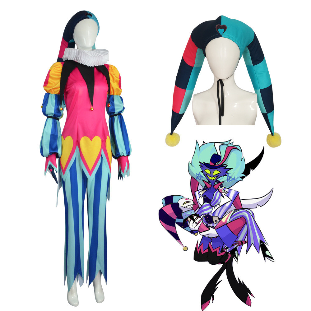 Helluva Boss Fizzarolli Costume - Clown Hat Suit Set Fizzarolli Cosplay