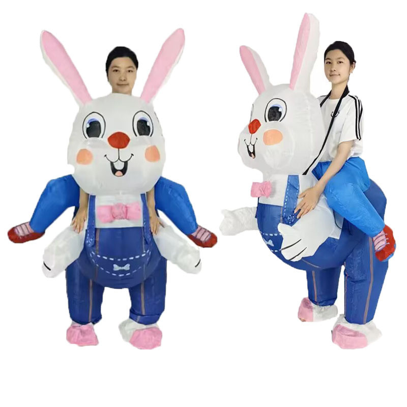 Riding White Bunny Rabbit Inflatable Costume - Riding White Bunny Rabbit Cosplay