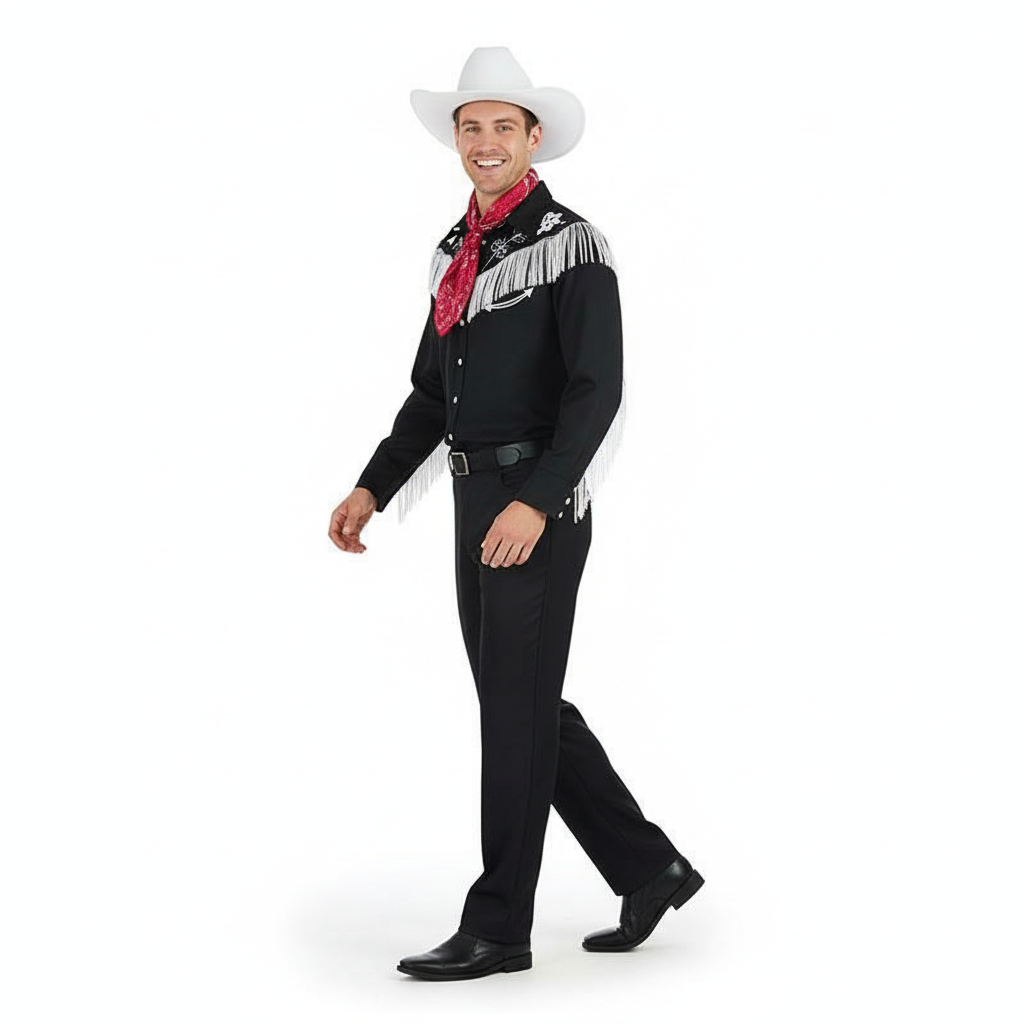 Barbie Movie 2023 Ken Costume - Cowboy Black And White with Hat Ken Cosplay