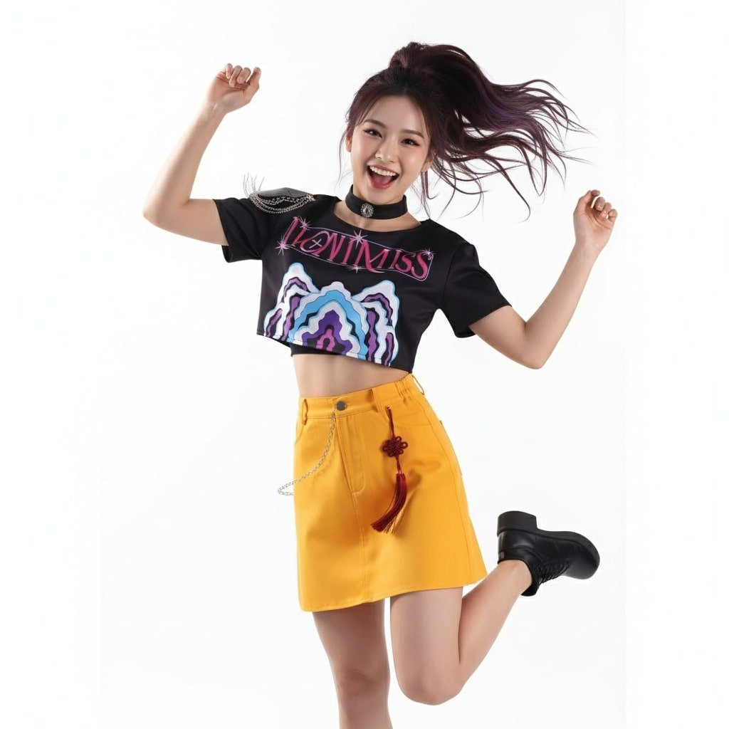 K-Pop Demon Hunters Mira Deluxe Costume - Shirt Skirt Accessories Set Kpop Mira Cosplay