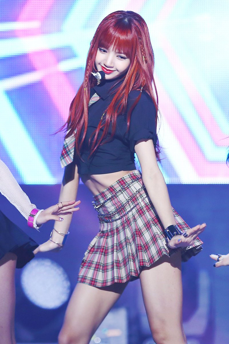 Blackpink Lisa Costume - Black Shirt Crop top Plaid Tie Skirt As If It's Your Last Lisa Cosplay