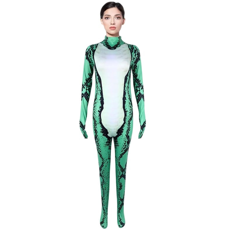 Green Python Snake Costume - Bodysuit Animal Green Python Cosplay