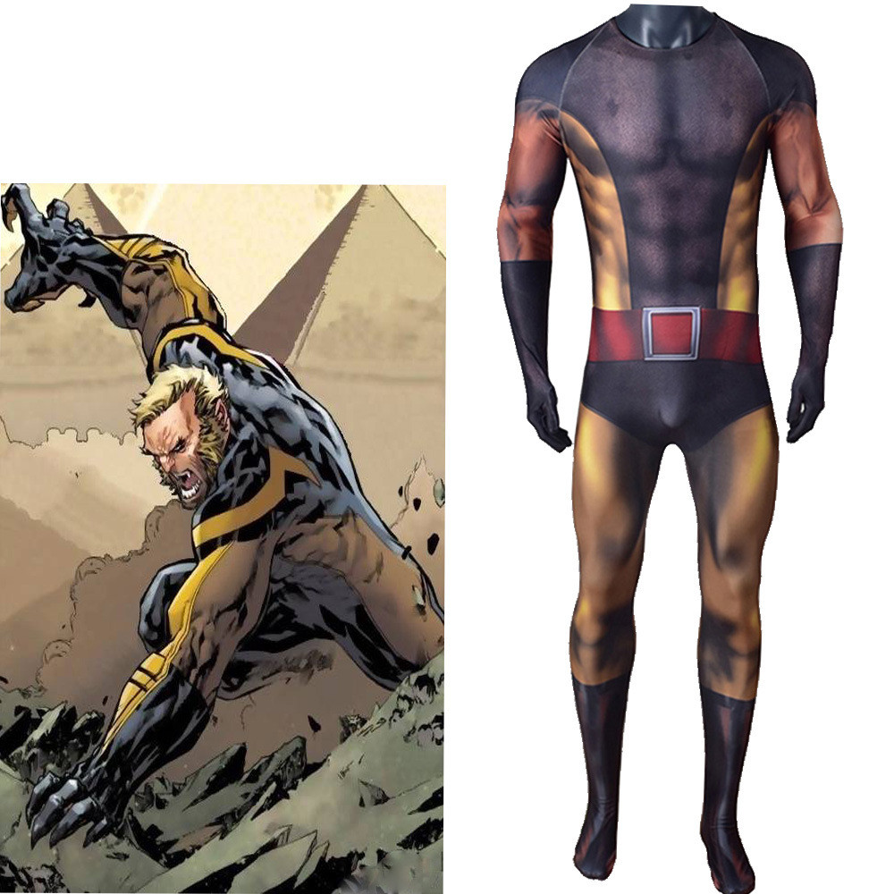 X-Men Sabretooth Costume - Brown Yellow Bodysuit Sabretooth Cosplay