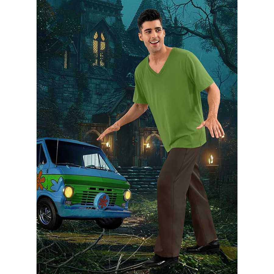 Scooby-Doo Shaggy Rogers Costume - Green Shirt Pants Shaggy Rogers Cosplay