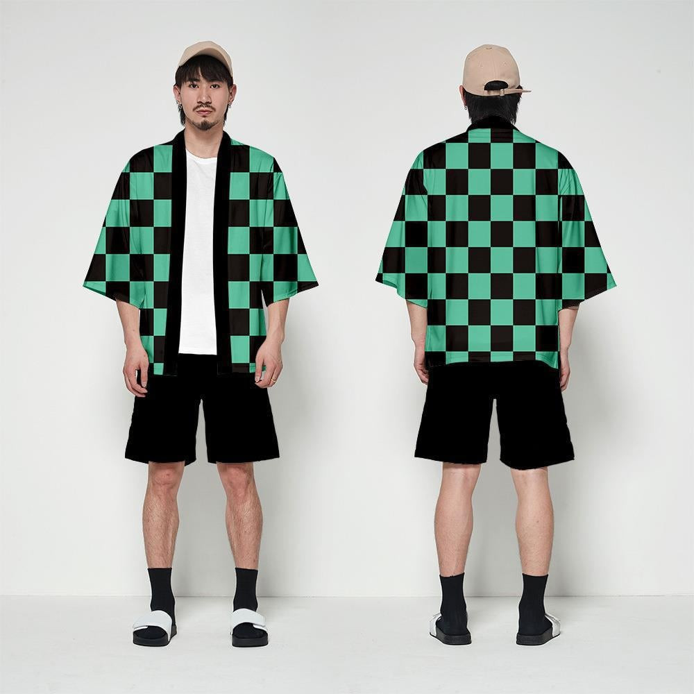 Demon Slayer Tanjiro Kamado Haori Costume - Green Kimono Tanjiro Kamado Cosplay