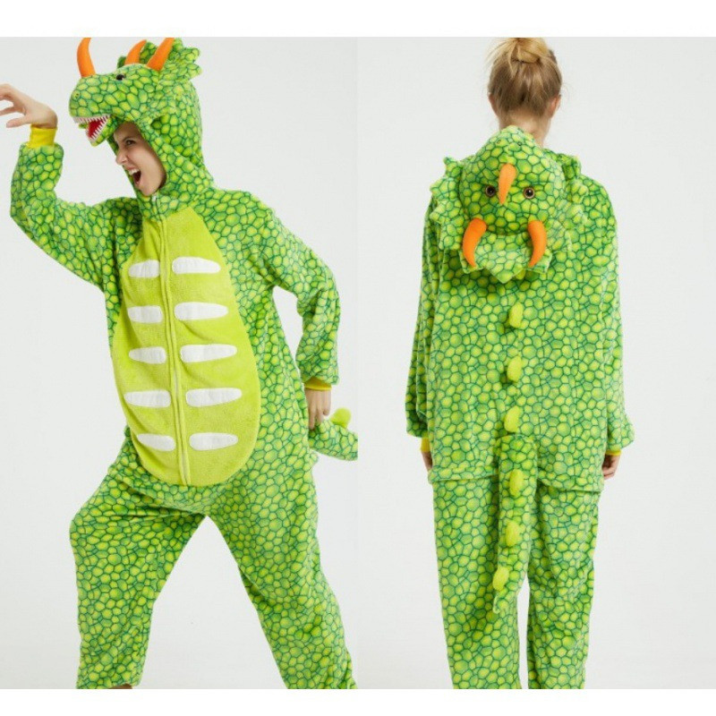 Kids Light Green Triceratops Costume - Onesie Jumpsuit Light Green Triceratops Cosplay