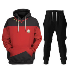 Star Trek The Next Generation Starfleet Red Uniform Costume - Hoodie Sweatpants Starfleet Red Uniform Cosplay