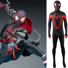 Spider-Man 2 Upgraded Suit Miles Morales Costume - Black and Red Bodysuit Upgraded Suit Miles Morales Cosplay