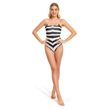 Barbie Movie 2023 Margot Robbie Costume - Chevron Stripe One Piece Swimsuit Barbie Margot Robbie Cosplay