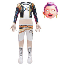 Girls K-Pop Demon Hunters Rumi Costume - Black White Gold Bodysuit Mask Stage Outfit Rumi Cosplay