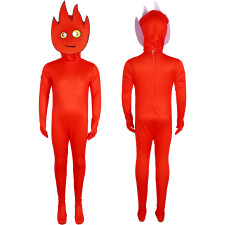 Super Coolmath Bros Fireboy Costume - Bodysuit Mask Fireboy Cosplay