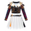 Girls K-Pop Demon Hunters Mira Costume - Black White Gold Mini Dress Pants Set Stage Outfit Mira Cosplay