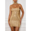 Sabrina Carpenter Short n' Sweet Tour Stage Outfit Costume - Golden Glitter Mini Dress Sabrina Carpenter Cosplay