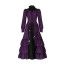 Women Victorian Age Dress Costume - Purple Bow Pleated Dress Victorian Cosplay