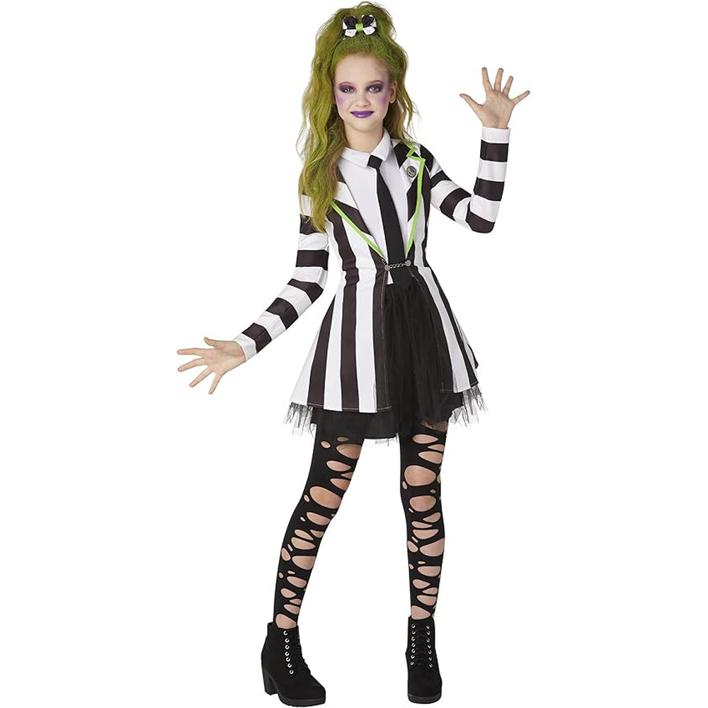 Women Beetlejuice Costume - Striped Dress Set Beetlejuice Cosplay