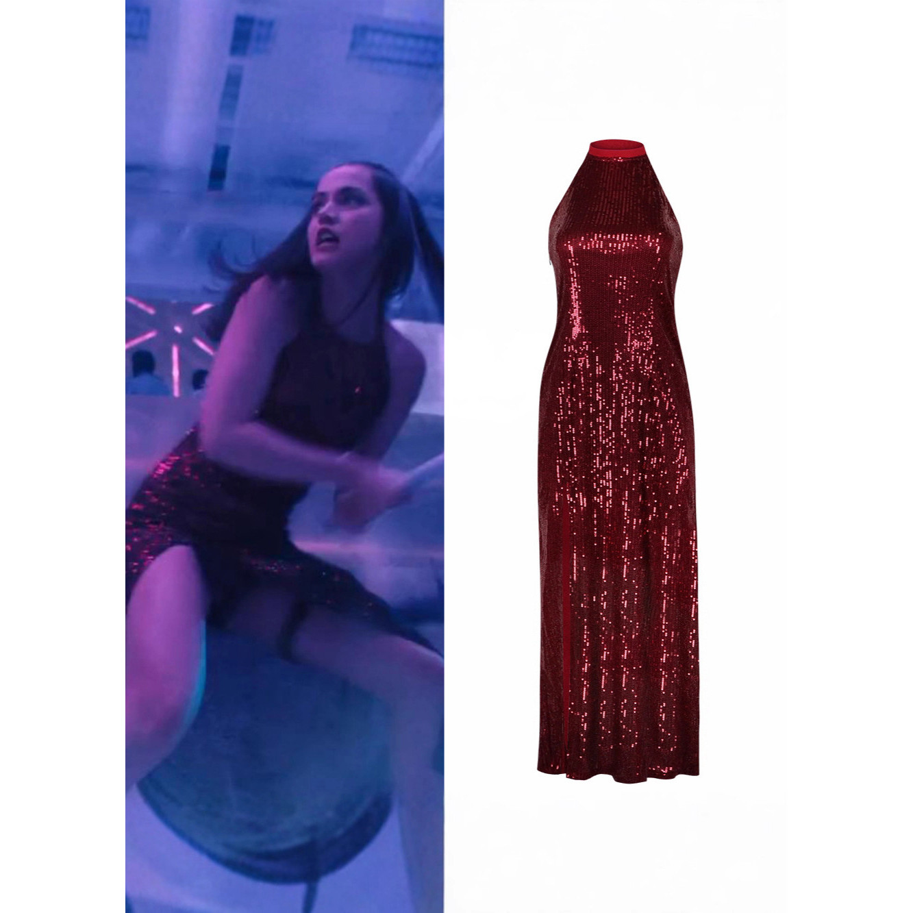 From the World of John Wick: Ballerina Eve Macarro Costume - Red Dress Eve Macarro Cosplay