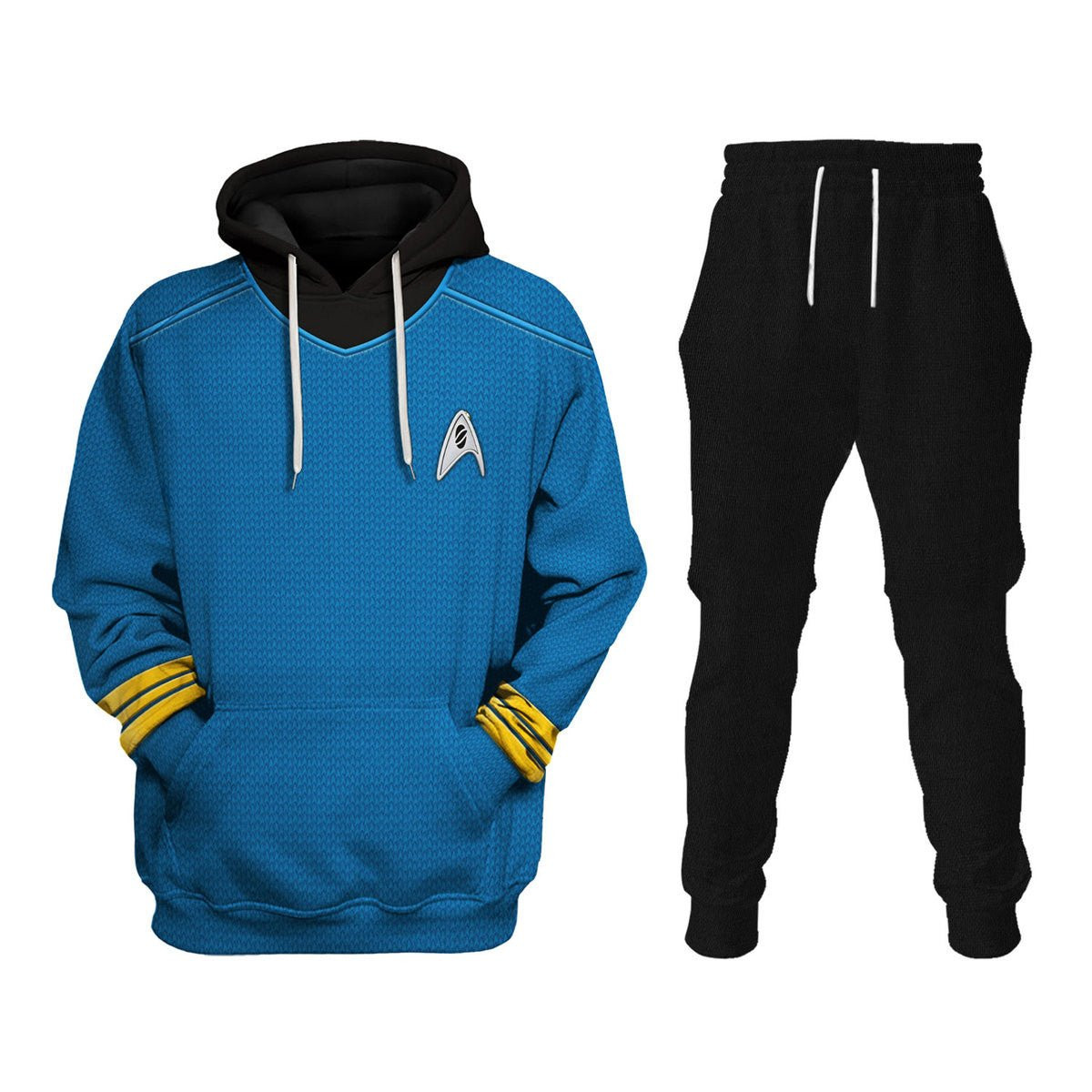 Star Trek The Original Series Starfleet Blue Uniform Costume - Hoodie Sweatpants Starfleet Blue Uniform Cosplay