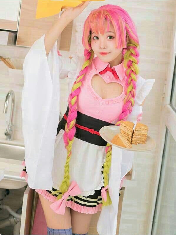 Demon Slayer Kanroji Mitsuri Costume - Pink Maid Kanroji Mitsuri Cosplay