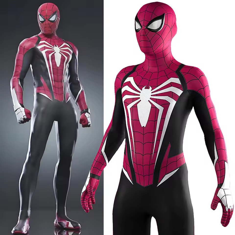 Spider-Man 2 Spider-Man Advance Suit 2.0 Style 1 Costume - Red Black Bodysuit Mask Spider Man Cosplay