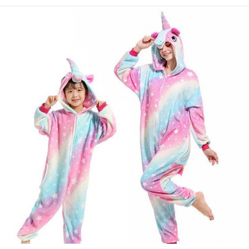 Kids Pastel Stripes Rainbow Milky Way Unicorn Costume - Onesie Jumpsuit Pastel Stripes Unicorn Cosplay