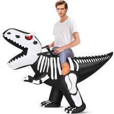 Riding Skeleton T-Rex Inflatable Costume - Riding Skeleton T Rex Cosplay