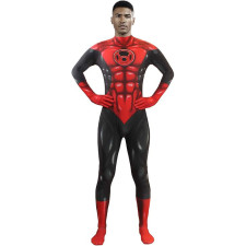 Green Lantern Red Lantern Hal Jordan Costume - Red Black Muscle Pattern Bodysuit Red Lantern Cosplay