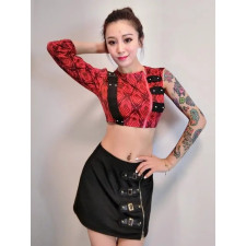 Blackpink Rose Costume - Red Black Skirt Top Kill This Love Performance Rose Cosplay